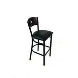 Liberty Series Barstool, Supports Up To 300 Lb, 28.5" Seat Height, Black Seat, Dark Mahogany Back, Black Base