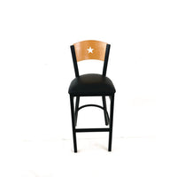 Liberty Series Barstool, Supports Up To 300 Lb, 28.5" Seat Height, Black Seat, Natural Back, Black Base