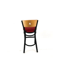 Liberty Series Barstool, Supports Up To 300 Lb, 28.5" Seat Height, Burgundy Seat, Natural Back, Black Base