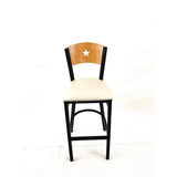 Liberty Series Barstool, Supports Up To 300 Lb, 28.5" Seat Height, Cream Seat, Natural Back, Black Base