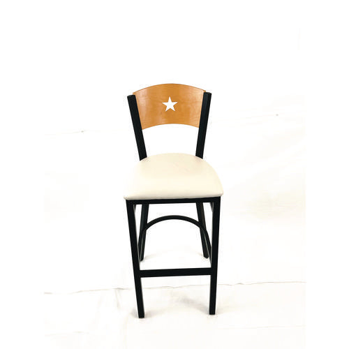 Liberty Series Barstool, Supports Up To 300 Lb, 28.5" Seat Height, Cream Seat, Natural Back, Black Base