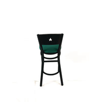 Liberty Series Barstool, Supports Up To 300 Lb, 28.5" Seat Height, Green Seat, Dark Mahogany Back, Black Base