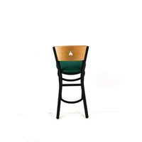 Liberty Series Barstool, Supports Up To 300 Lb, 28.5" Seat Height, Green Seat, Natural Back, Black Base