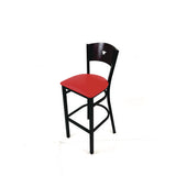 Liberty Series Barstool, Supports Up To 300 Lb, 28.5" Seat Height, Red Seat, Dark Mahogany Back, Black Base