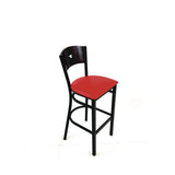 Liberty Series Barstool, Supports Up To 300 Lb, 28.5" Seat Height, Red Seat, Dark Mahogany Back, Black Base