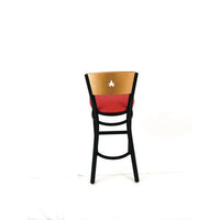 Liberty Series Barstool, Supports Up To 300 Lb, 28.5" Seat Height, Red Seat, Natural Back, Black Base