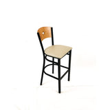 Liberty Series Barstool, Supports Up To 300 Lb, 28.5" Seat Height, Taupe Seat, Natural Back, Black Base