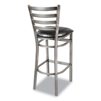 White Horse Series Barstools, Supports Up To 300 Lb, 29.5" Seat Height, Black Seat, Industrial Clear-coat Steel Back/frame