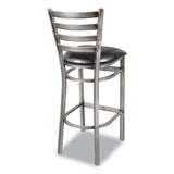 White Horse Series Barstools, Supports Up To 300 Lb, 29.5" Seat Height, Black Seat, Industrial Clear-coat Steel Back/frame