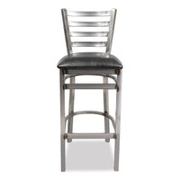 White Horse Series Barstools, Supports Up To 300 Lb, 29.5" Seat Height, Black Seat, Industrial Clear-coat Steel Back/frame
