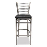 White Horse Series Barstools, Supports Up To 300 Lb, 29.5" Seat Height, Black Seat, Industrial Clear-coat Steel Back/frame