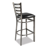 White Horse Series Barstools, Supports Up To 300 Lb, 29.5" Seat Height, Black Seat, Industrial Clear-coat Steel Back/frame
