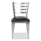 White Horse Series Side Chairs, Supports Up To 300 Lb, 18" Seat Height, Black Seat, Industrial Clear-coat Steel Back/frame