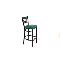 X Series Barstool, Supports Up To 300 Lb, 29.5" Seat Height, Green Seat, Black Back, Black Base