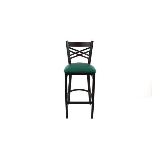 X Series Barstool, Supports Up To 300 Lb, 29.5" Seat Height, Green Seat, Black Back, Black Base