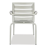 Zarco Series Armchair, Outdoor-seating, Supports Up To 300 Lb, 18" Seat Height, Silver Seat, Silver Back, Silver Base