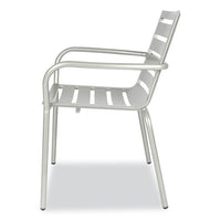 Zarco Series Armchair, Outdoor-seating, Supports Up To 300 Lb, 18" Seat Height, Silver Seat, Silver Back, Silver Base