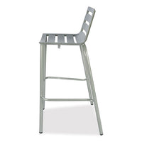 Zarco Series Barstool, Outdoor-seating, Supports Up To 300 Lb, 27" Seat Height, Silver Seat, Silver Back, Silver Base