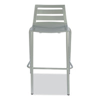 Zarco Series Barstool, Outdoor-seating, Supports Up To 300 Lb, 27" Seat Height, Silver Seat, Silver Back, Silver Base