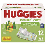 Natural Care Sensitive Baby Wipes, Unscented, White, 64/pack, 12 Packs/carton