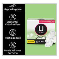 U By Kotex Security Regular Ultrathin Pad With Wings, Unscented, 36/pack