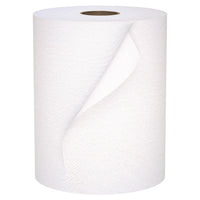 Universal 100% Recycled Fiber Hard Roll Paper Towels, 1-ply, 8" X 800 Ft, White, 6 Rolls/carton