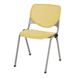 Pedestal Table With Four Yellow Kool Series Chairs, Round, 36" Dia X 29h, Designer White, Ships In 4-6 Business Days