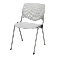 Pedestal Table With Four Light Gray Kool Series Chairs, Round, 36" Dia X 29h, Designer White, Ships In 4-6 Business Days
