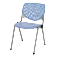 Pedestal Table With Four Periwinkle Kool Series Chairs, Round, 36" Dia X 29h, Designer White, Ships In 4-6 Business Days