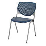 Pedestal Table With Four Navy Kool Series Chairs, Round, 36" Dia X 29h, Studio Teak, Ships In 4-6 Business Days