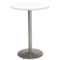Pedestal Bistro Table With Four Yellow Kool Series Barstools, Round, 36"dia X 41h, Designer White, Ships In 4-6 Business Days