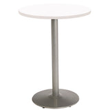 Pedestal Bistro Table With Four Yellow Kool Series Barstools, Round, 36"dia X 41h, Designer White, Ships In 4-6 Business Days