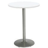 Pedestal Bistro Table With Four Lime Green Kool Series Barstools, Round, 36" Dia X 41h, Designer White, Ships In 4-6 Bus Days