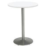 Pedestal Bistro Table With Four Periwinkle Kool Series Barstools, Round, 36" Dia X 41h, Designer White, Ships In 4-6 Bus Days