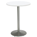 Pedestal Bistro Table With Four Sky Blue Kool Series Barstools, Round, 36" Dia X 41h, Designer White, Ships In 4-6 Bus Days