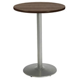 Pedestal Bistro Table With Four Navy Kool Series Barstools, Round, 36" Dia X 41h, Studio Teak, Ships In 4-6 Business Days