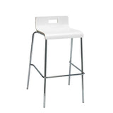 Pedestal Bistro Table With Four White Jive Series Barstools, Square, 36 X 36 X 41, Designer White, Ships In 4-6 Business Days