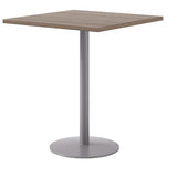 Pedestal Bistro Table With Four White Jive Series Barstools, Square, 36 X 36 X 41, Studio Teak, Ships In 4-6 Business Days