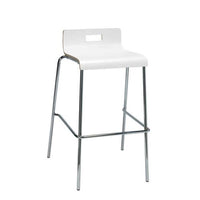 Pedestal Bistro Table With Four White Jive Series Barstools, Square, 36 X 36 X 41, Studio Teak, Ships In 4-6 Business Days