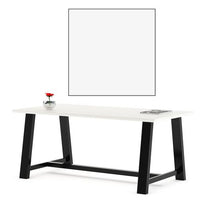 Midtown Dining Table With Four Burgundy Kool Series Chairs, 36 X 72 X 30, Designer White, Ships In 4-6 Business Days