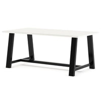 Midtown Bistro Dining Table With Four Navy Kool Barstools, 36 X 72 X 41, Designer White, Ships In 4-6 Business Days