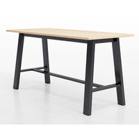 Midtown Bistro Dining Table With Four Black Kool Barstools, 36 X 72 X 41, Kensington Maple, Ships In 4-6 Business Days