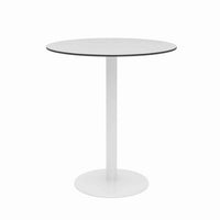 Eveleen Outdoor Patio Table With Two Mocha Powder-coated Polymer Chairs, 30" Dia X 29h, Gray, Ships In 4-6 Business Days