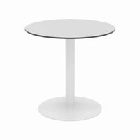 Eveleen Outdoor Patio Table With 2 Gray Powder-coated Polymer Chairs, 30" Dia X 29h, Designer White, Ships In 4-6 Bus Days