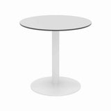 Eveleen Outdoor Patio Table With 2 Gray Powder-coated Polymer Chairs, 30" Dia X 29h, Designer White, Ships In 4-6 Bus Days