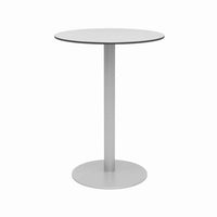 Eveleen Outdoor Bistro Patio Table, 2 Mocha Powder-coated Polymer Barstools, Round, 30" Dia X 41h, Gray,ships In 4-6 Bus Days