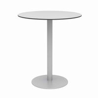 Eveleen Outdoor Bistro Patio Table W/ Four Mocha Powder-coated Polymer Barstools, Round, 41"h, Gray, Ships In 4-6 Bus Days