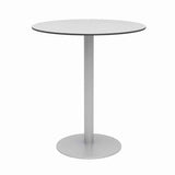 Eveleen Outdoor Bistro Patio Table W/ Four Mocha Powder-coated Polymer Barstools, Round, 41"h, Gray, Ships In 4-6 Bus Days