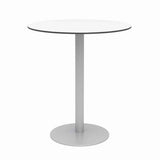 Eveleen Outdoor Bistro Patio Table W/ Four Gray Powder-coated Polymer Barstools, Round, 41"h, White, Ships In 4-6 Bus Days