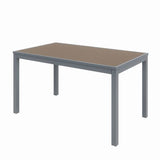 Eveleen Outdoor Patio Table With Six Mocha Powder-coated Polymer Chairs, 32 X 55 X 29, Mocha, Ships In 4-6 Business Days
